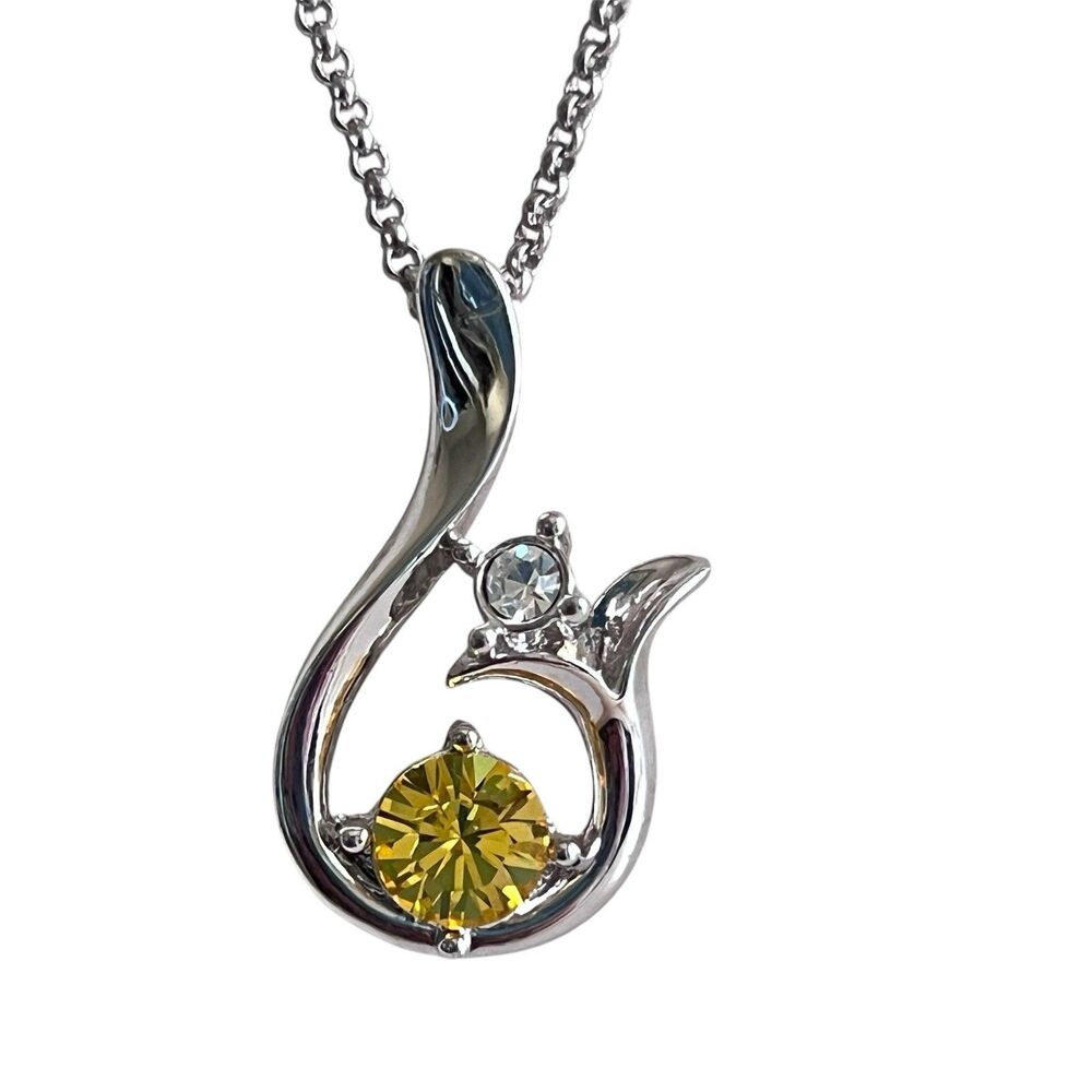Yellow Gemstone Mermaid Necklace Choker 16" with Ext 18k Gold Plated Silver